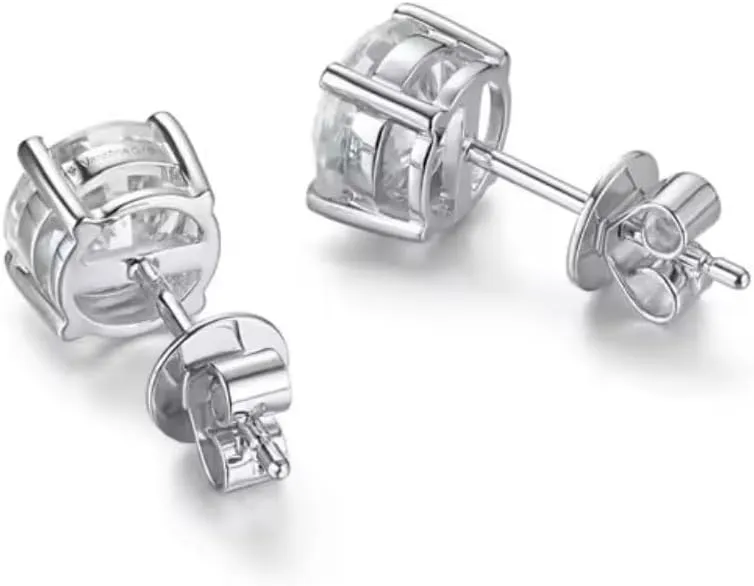 Moissanite Earrings for Women Men 18K White Gold Plated 925 Sterling Silver Earrings Men VVS Gemstones Hypoallergenic for Wedding Party Gift Jewelry 0.5ct/1.0ct