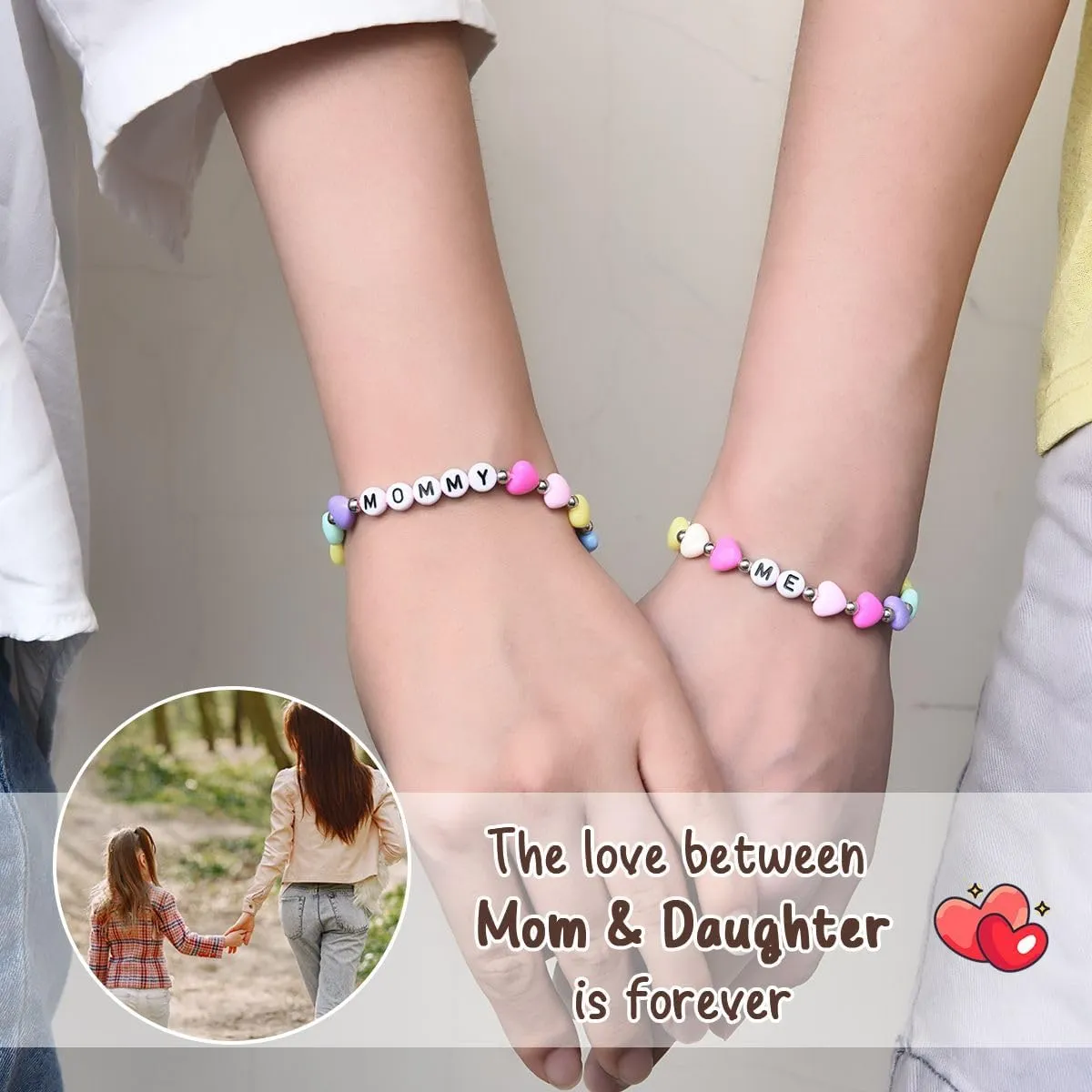 Mommy and Me Matching Bracelets Set, First Day of School Kindergarten Preschool First Grade Gifts, Back to School Gifts for Daughter Girls