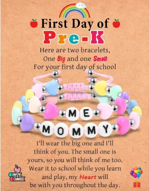 Mommy and Me Matching Bracelets Set, First Day of School Kindergarten Preschool First Grade Gifts, Back to School Gifts for Daughter Girls