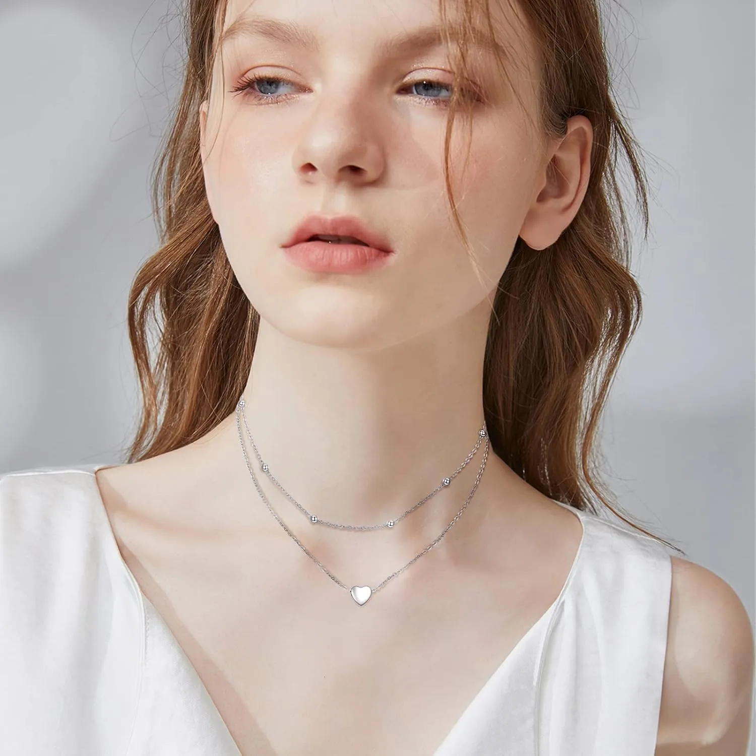 MONGAS Tree of Life/Lotus/Daisy/Layered Necklace Sterling Silver Stacked Layered Choker Necklace Jewelry Gifts for Women