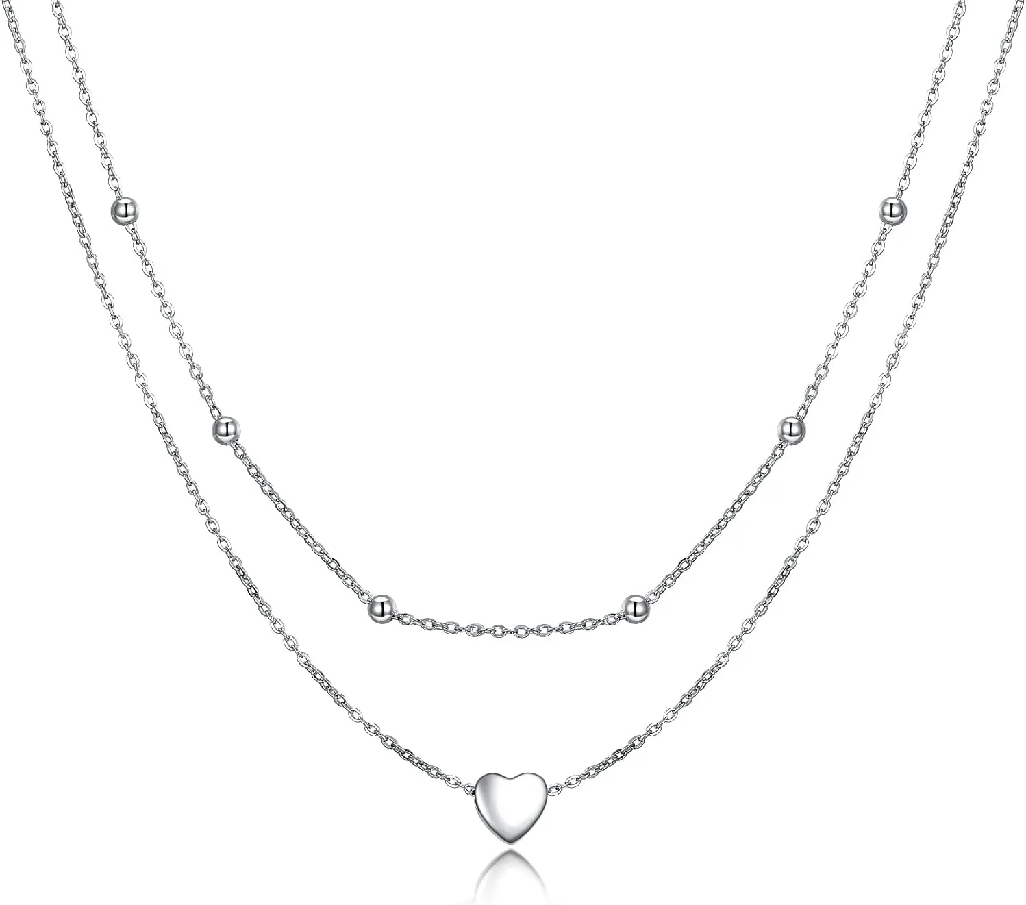 MONGAS Tree of Life/Lotus/Daisy/Layered Necklace Sterling Silver Stacked Layered Choker Necklace Jewelry Gifts for Women