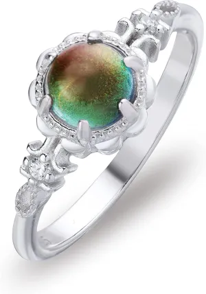 Mood Rings for Women, S925 Silver Temperature Color Changing Engagement rings Wedding rings for Women