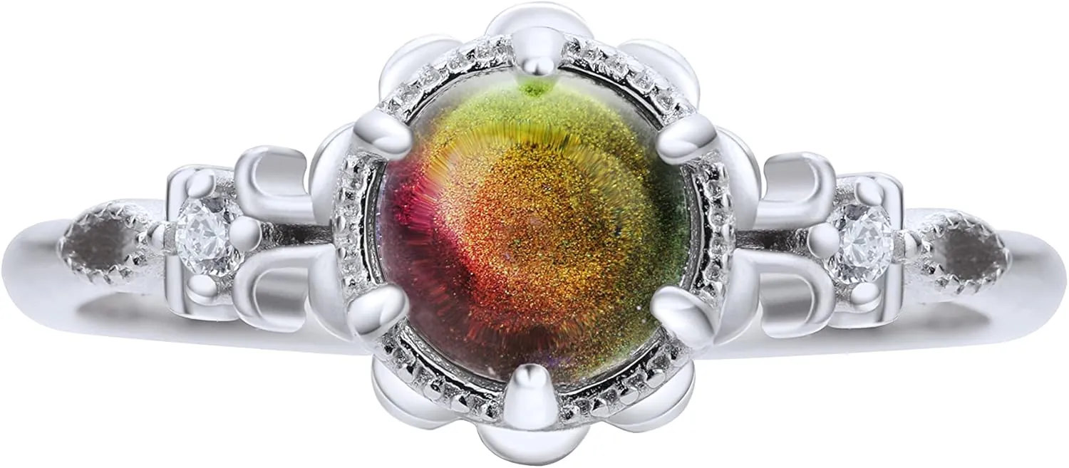 Mood Rings for Women, S925 Silver Temperature Color Changing Engagement rings Wedding rings for Women