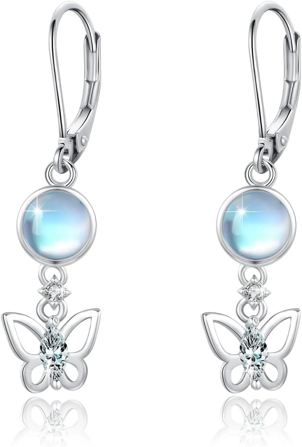 Moonstone Butterfly Earrings 925 Sterling Silver Moonstone Drop Earrings Moonstone Earrings Dangle Earrings Jewelry for Women Mom