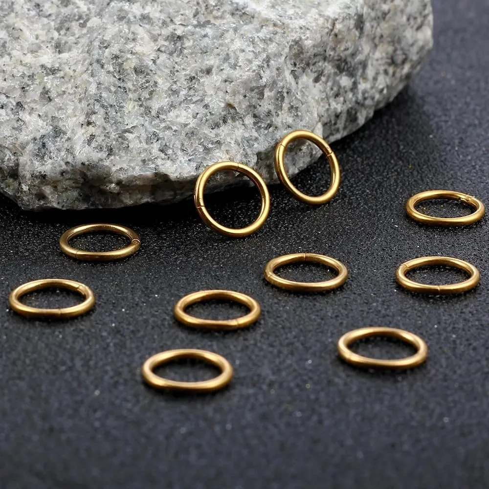 MOQIKAKA16G 18G 20G Surgical Steel Nose Septum Rings Hoops - Stainless Steel Hinged Clicker Segment Nose Rings Hoop Helix Cartilage Daith Tragus Sleeper Earrings, Ear Plugs Tunnels Gauges