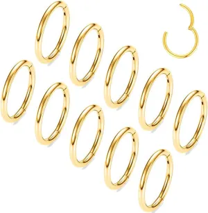MOQIKAKA16G 18G 20G Surgical Steel Nose Septum Rings Hoops - Stainless Steel Hinged Clicker Segment Nose Rings Hoop Helix Cartilage Daith Tragus Sleeper Earrings, Ear Plugs Tunnels Gauges