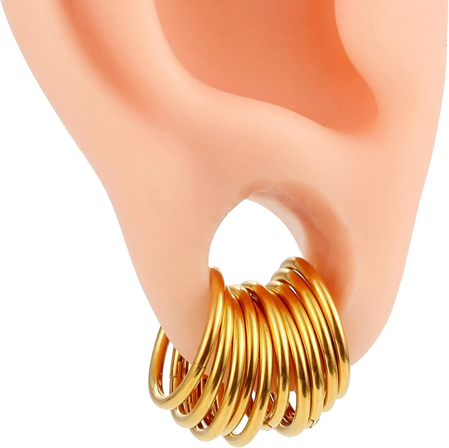 MOQIKAKA16G 18G 20G Surgical Steel Nose Septum Rings Hoops - Stainless Steel Hinged Clicker Segment Nose Rings Hoop Helix Cartilage Daith Tragus Sleeper Earrings, Ear Plugs Tunnels Gauges