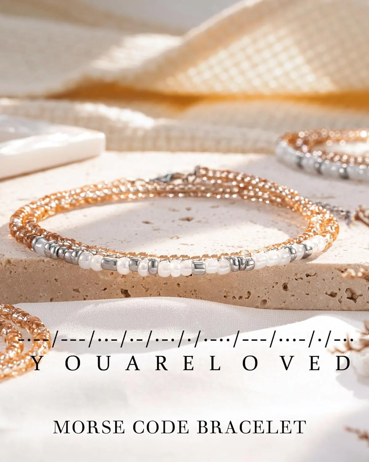 Morse Code Bracelets for Women, Inspirational Funny Bead Wrap Bracelets Gifts for Best Friends Sister Her Women Female