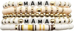 Mother's Day Bracelets Stretch Bracelet Polymer Clay Colorful Friendship Bracelets for Women Jewelry Set Gifts for Mom and Mother