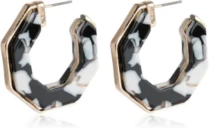 Multi Color Acetate Hoop Earrings - Mottled Resin Geometric Statement Hoops Leopard Oval, Animal Tortoise Marbled Disc