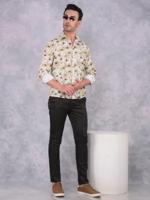 Multi-Color Floral Print 100% Cotton Corduroy Shirt