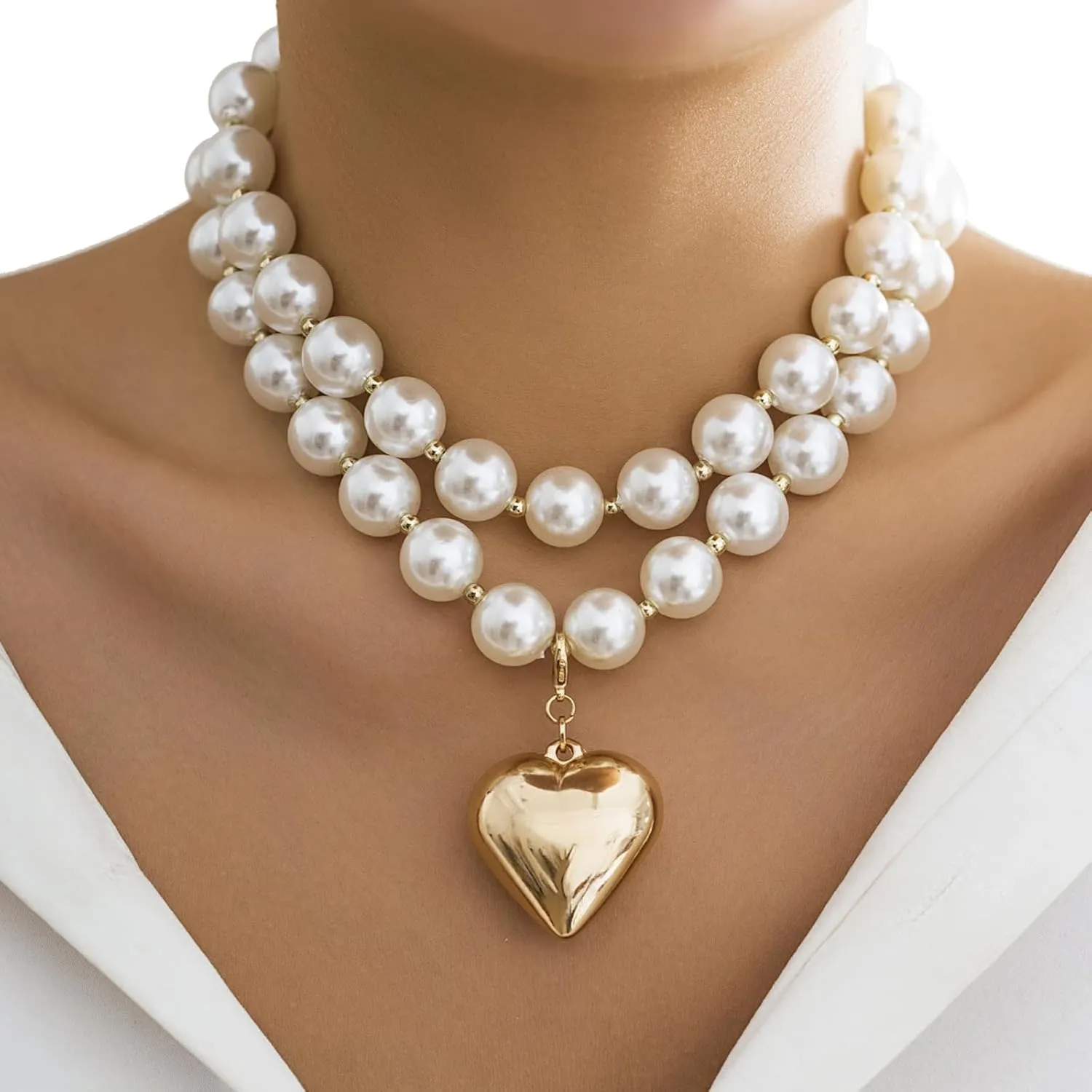 Multi-Layered Metal Big Ball Collar Necklace Gothic Beads Choker Necklace Statement Collar Necklace Hip Hop Clavicle Chain Neck Beads Body Chain Necklace Jewelry for Women