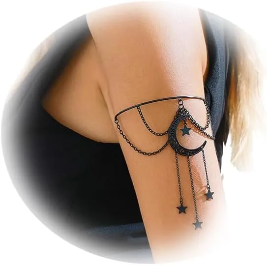 Multi-Layered Tassel Chain Upper Arm Bracelet Simple Butterfly Pendant Armlet Summer Beach Adjustable Open Arm Cuff Bangle Bracelets Summer Beach Body Jewelry for Women