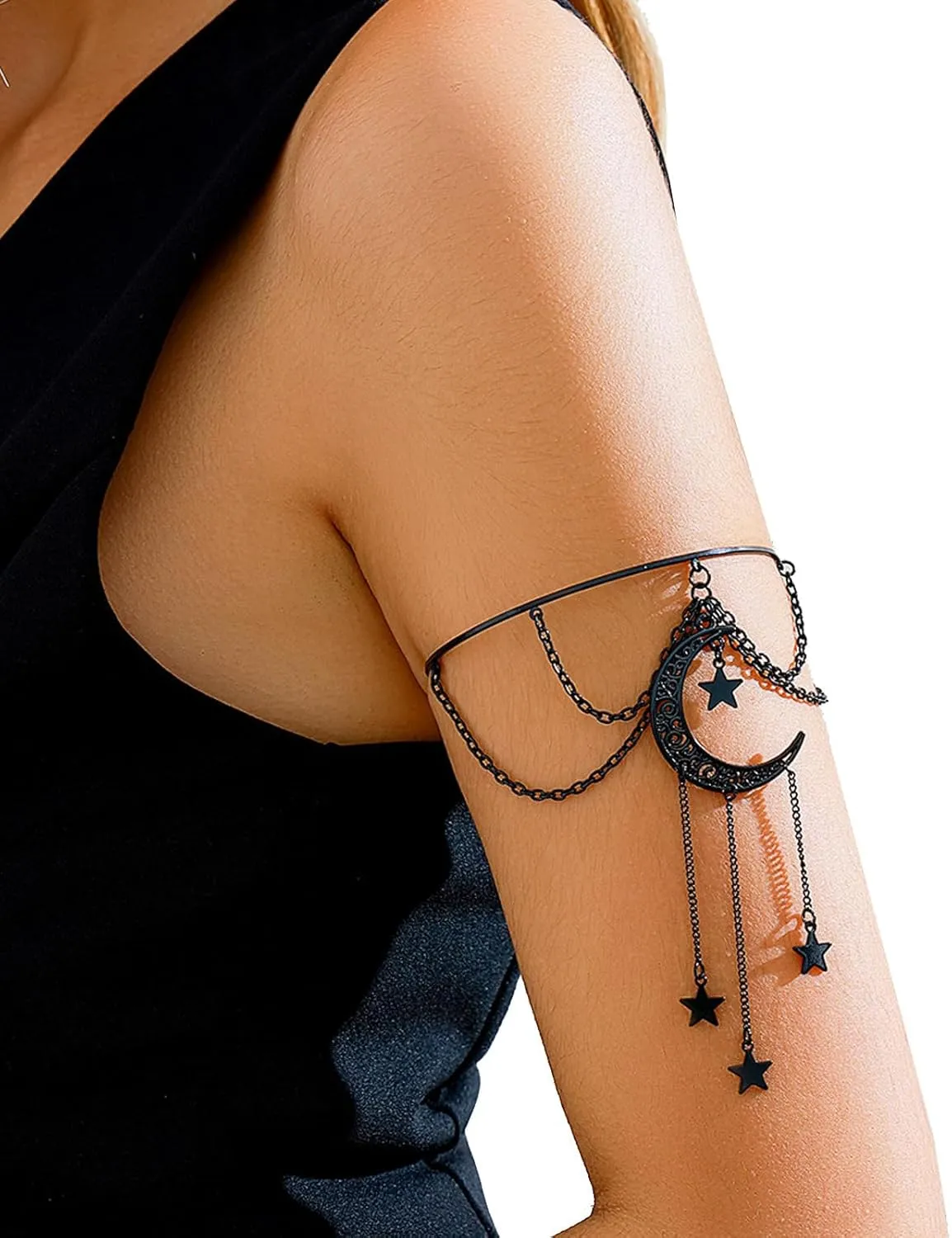 Multi-Layered Tassel Chain Upper Arm Bracelet Simple Butterfly Pendant Armlet Summer Beach Adjustable Open Arm Cuff Bangle Bracelets Summer Beach Body Jewelry for Women