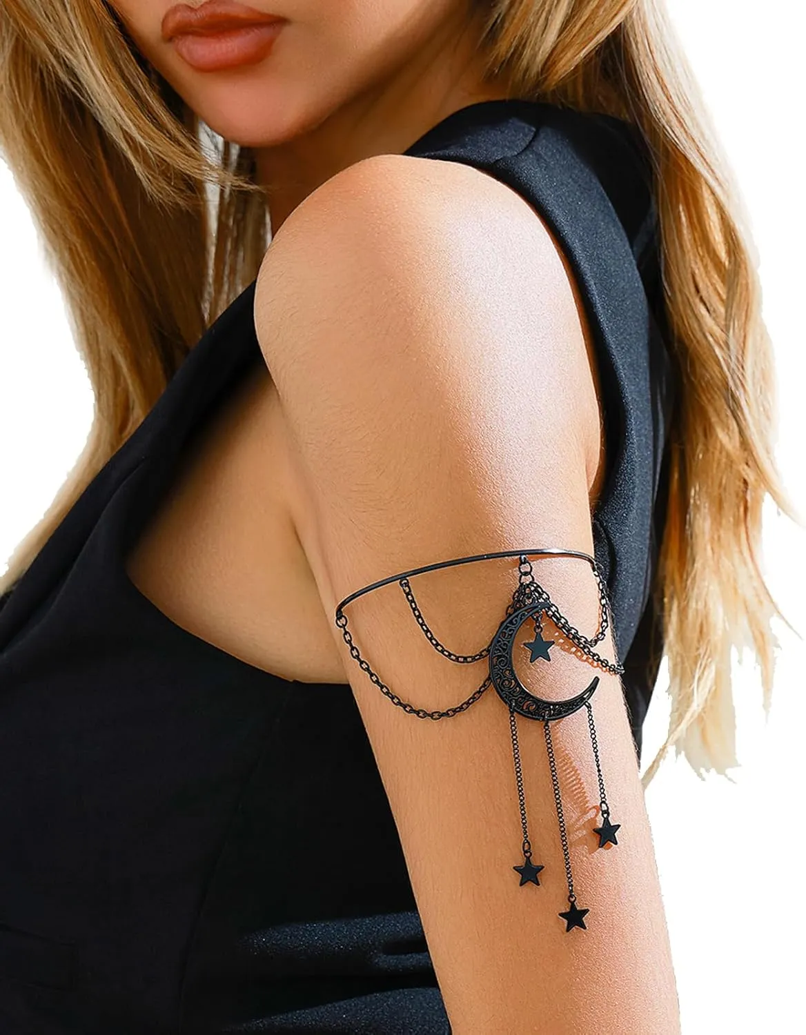 Multi-Layered Tassel Chain Upper Arm Bracelet Simple Butterfly Pendant Armlet Summer Beach Adjustable Open Arm Cuff Bangle Bracelets Summer Beach Body Jewelry for Women