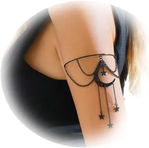 Multi-Layered Tassel Chain Upper Arm Bracelet Simple Butterfly Pendant Armlet Summer Beach Adjustable Open Arm Cuff Bangle Bracelets Summer Beach Body Jewelry for Women