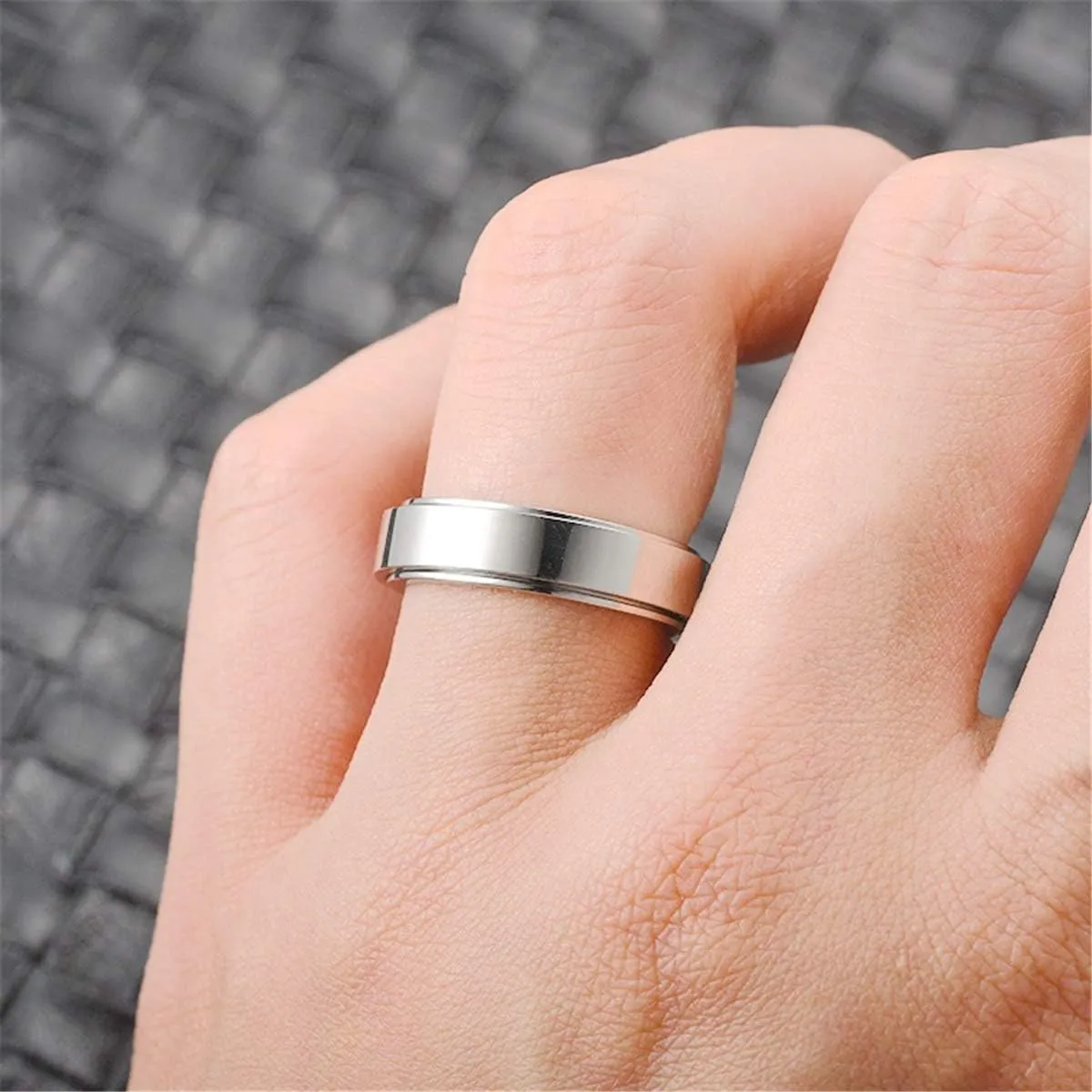 Nanafast 3 PCS Spinner Anxiety Rings Stainless Steel Spinner Ring Fidget Anxiety Rings for Women Men Relieving Stress Ring Anxiety Rings Set Size 6-12