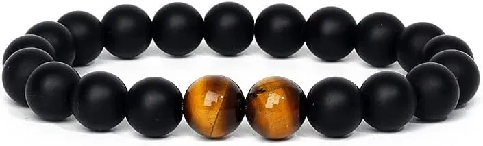 Natural Matte Onyx Tiger Eye Stone Bead Bracelets Men Balance Bracelet Energy Stone Prayer Jewelry For Women Gift