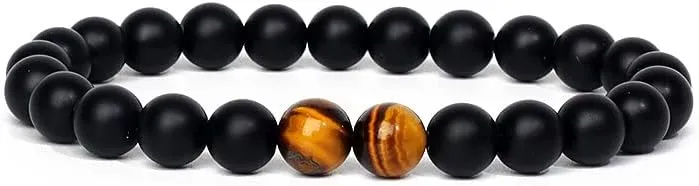 Natural Matte Onyx Tiger Eye Stone Bead Bracelets Men Balance Bracelet Energy Stone Prayer Jewelry For Women Gift