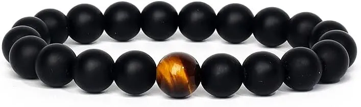 Natural Matte Onyx Tiger Eye Stone Bead Bracelets Men Balance Bracelet Energy Stone Prayer Jewelry For Women Gift