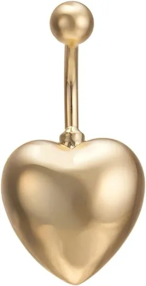 Navel Rings for Women Stainless Steel, Navel Rings for Women Set Polished Gold Heart Pendant Gold Belly Rings