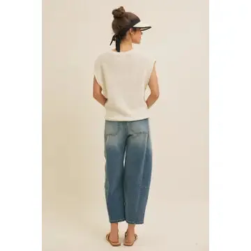 NB Loose Fit Exposed Seam Cotton Knit Sweater