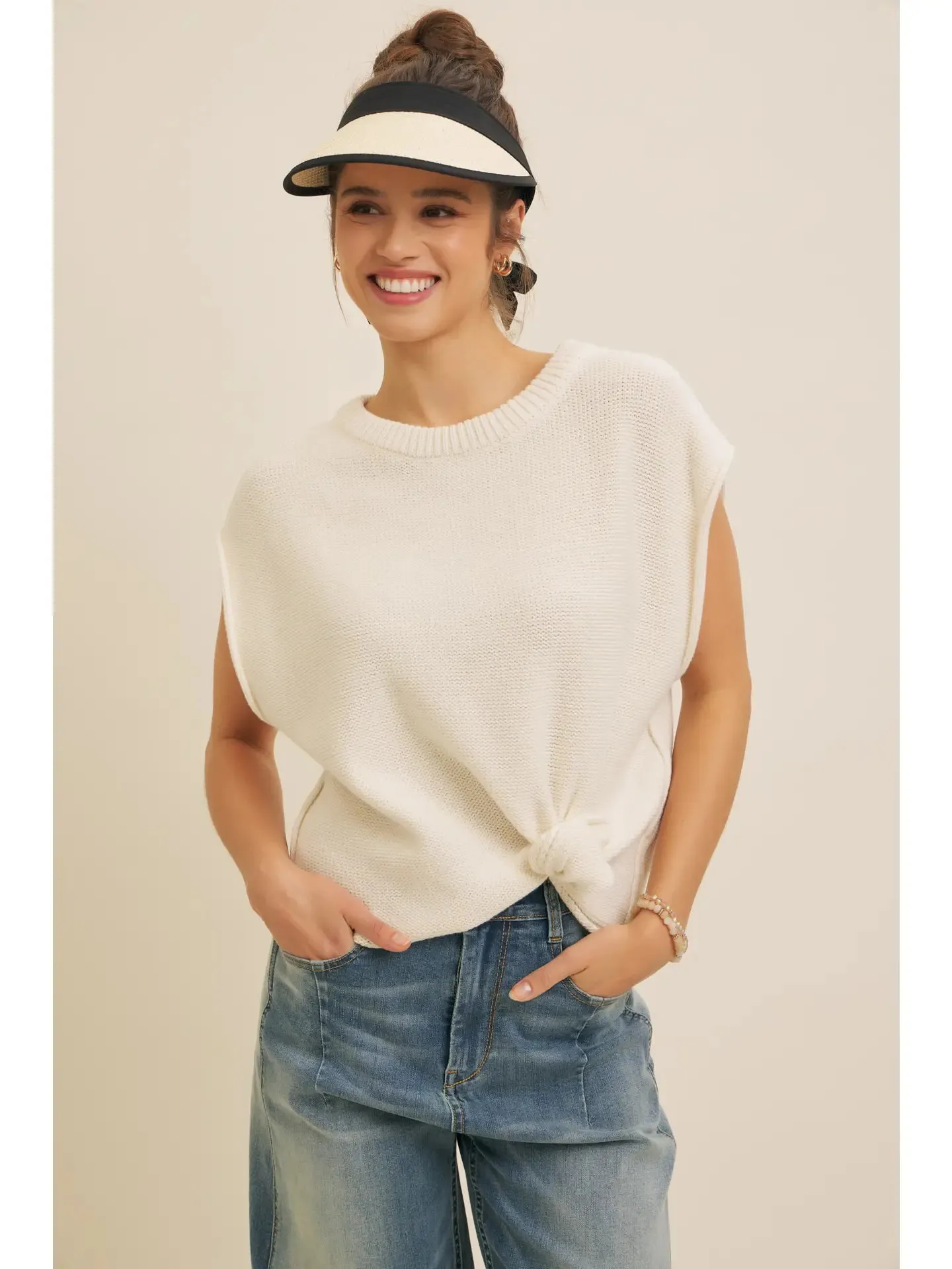 NB Loose Fit Exposed Seam Cotton Knit Sweater