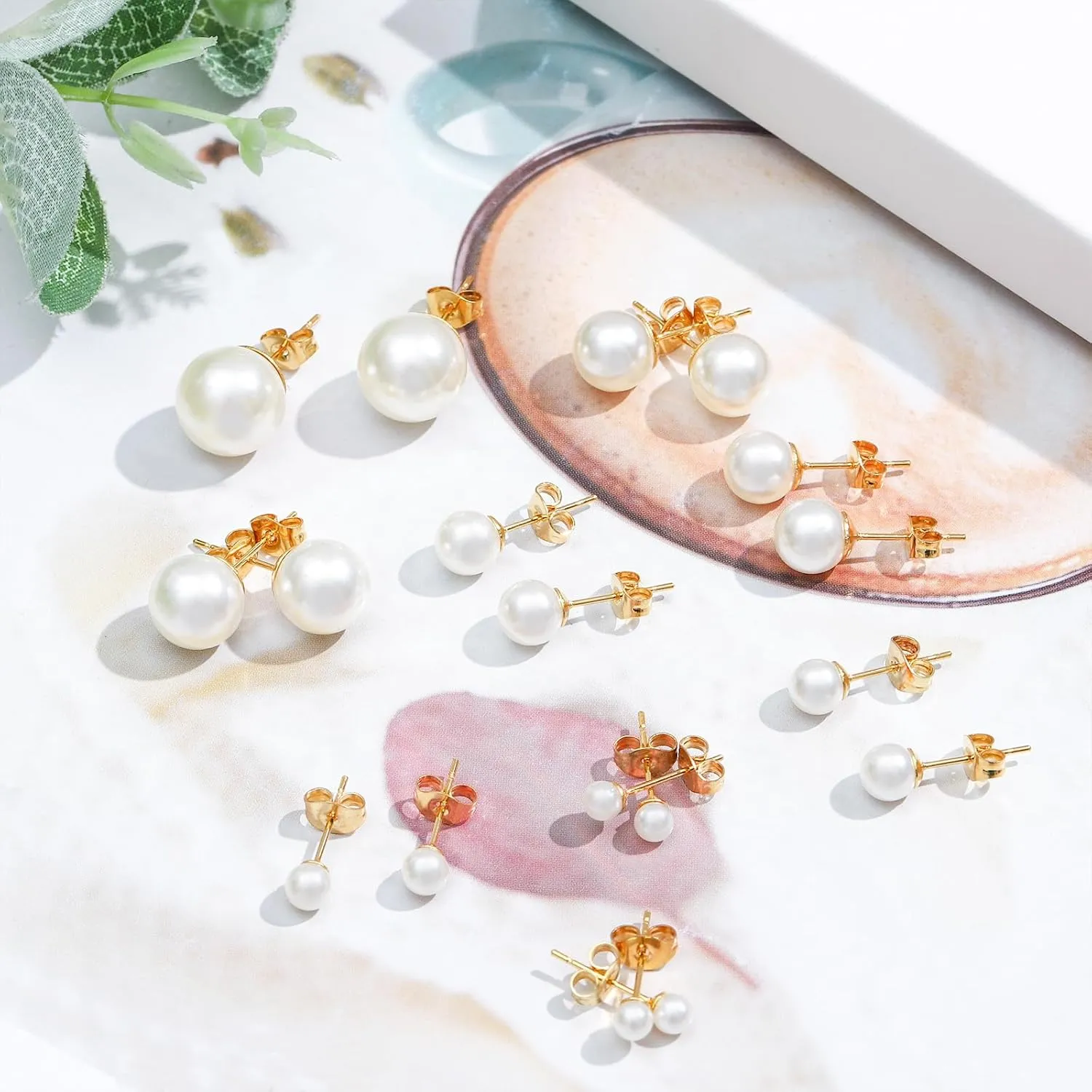 NEWITIN 9 Pairs Gold Ball Stud Earrings for Women Hypoallergenic Earring 18K Gold Plated Ball Earrings Set 2-10 MM Small Studs for Women Men