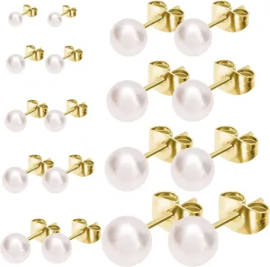 NEWITIN 9 Pairs Gold Ball Stud Earrings for Women Hypoallergenic Earring 18K Gold Plated Ball Earrings Set 2-10 MM Small Studs for Women Men