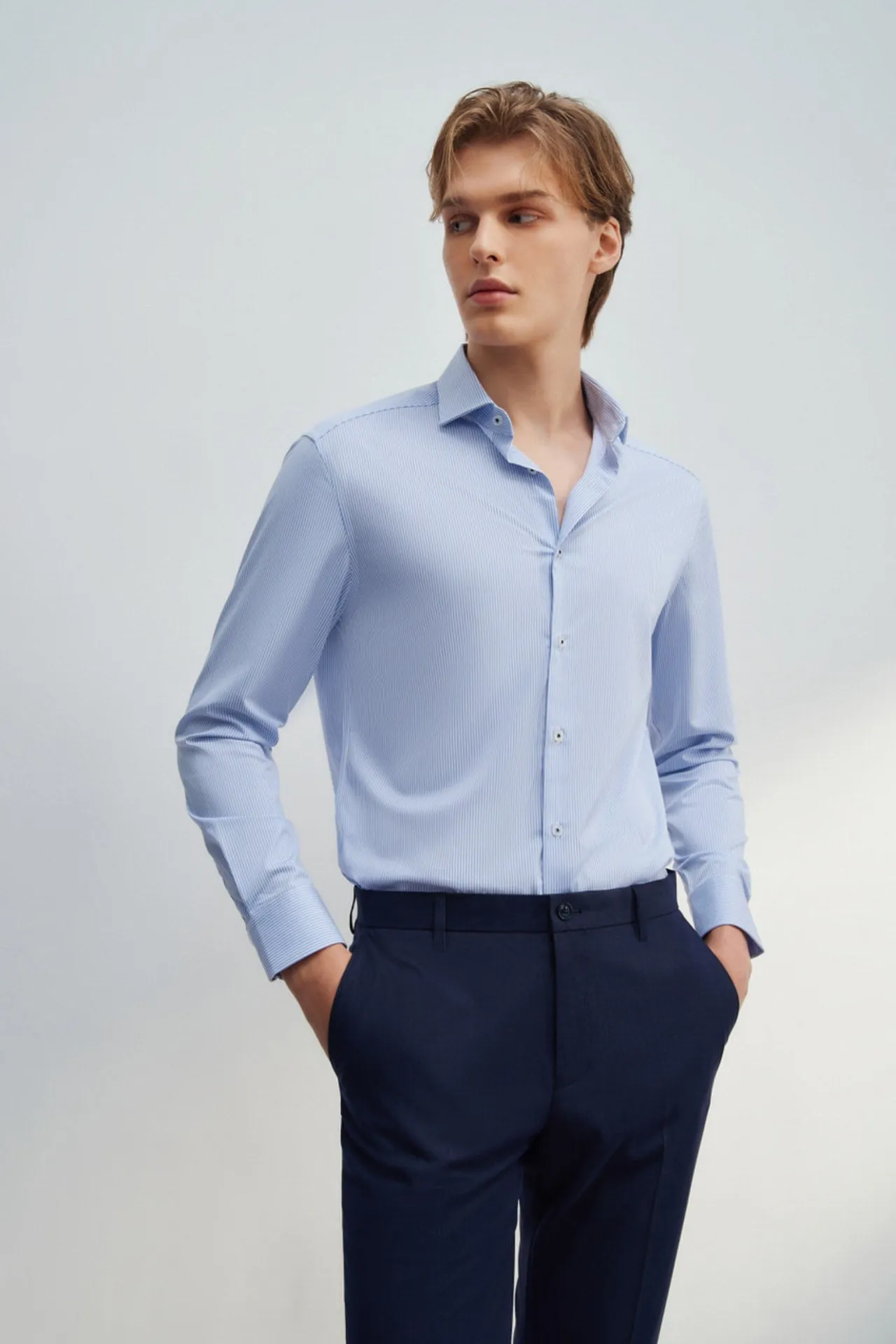 Non-Iron Silky Touch Stretch Smart Fit Stripe Shirt