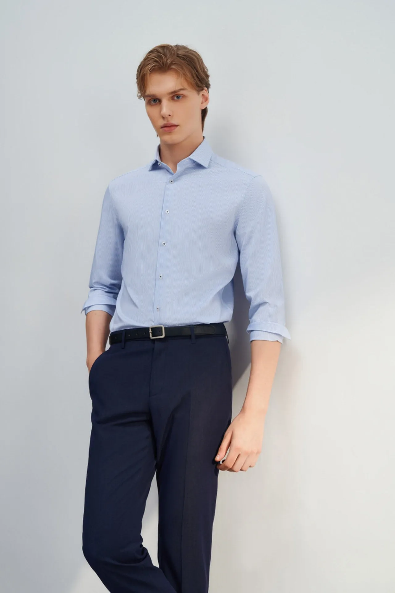 Non-Iron Silky Touch Stretch Smart Fit Stripe Shirt