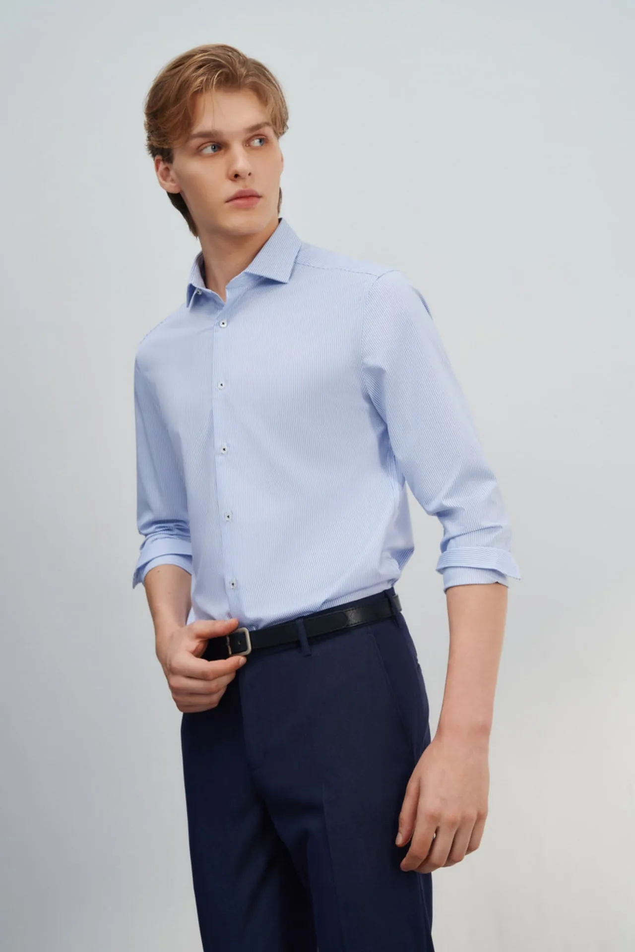 Non-Iron Silky Touch Stretch Smart Fit Stripe Shirt