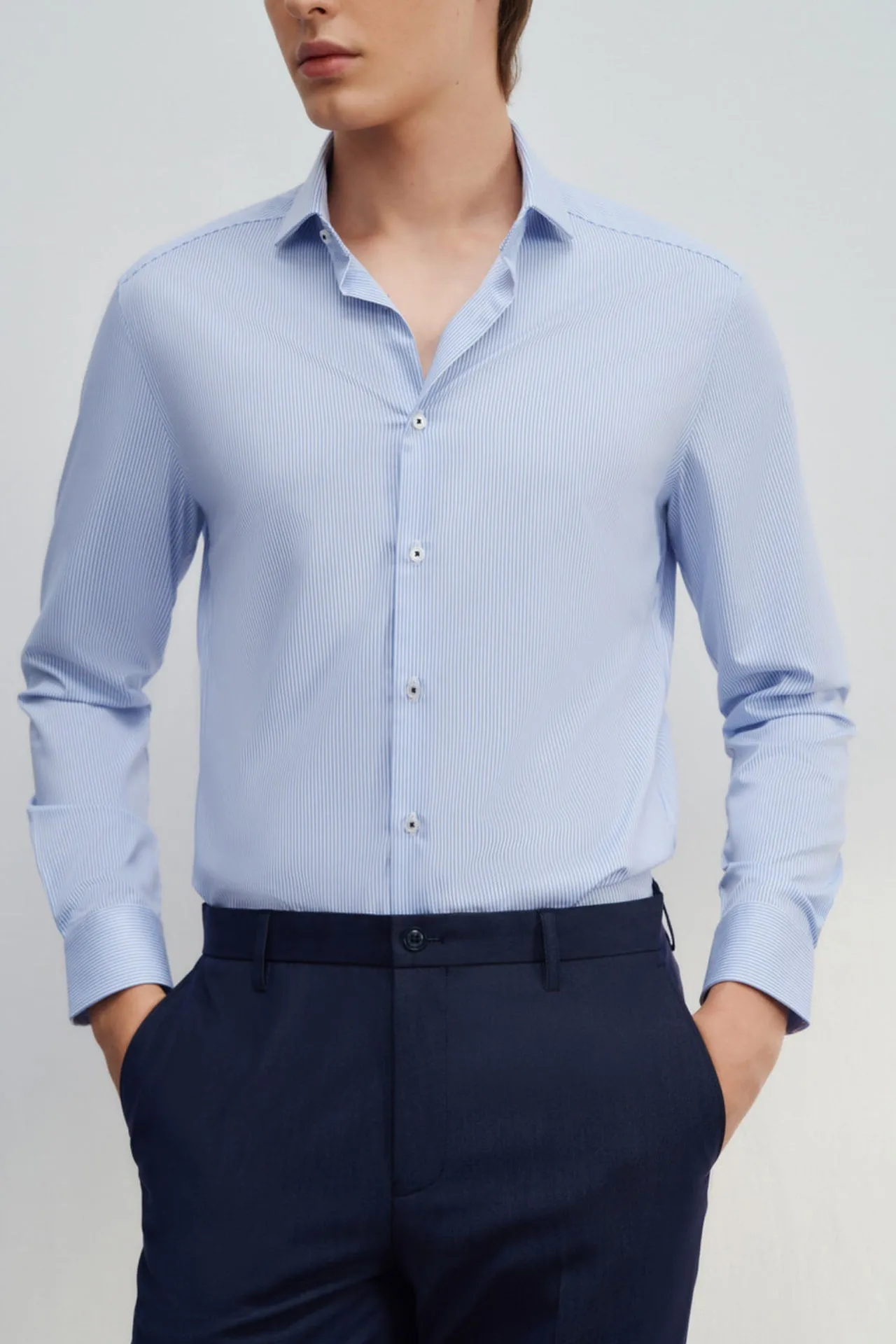 Non-Iron Silky Touch Stretch Smart Fit Stripe Shirt