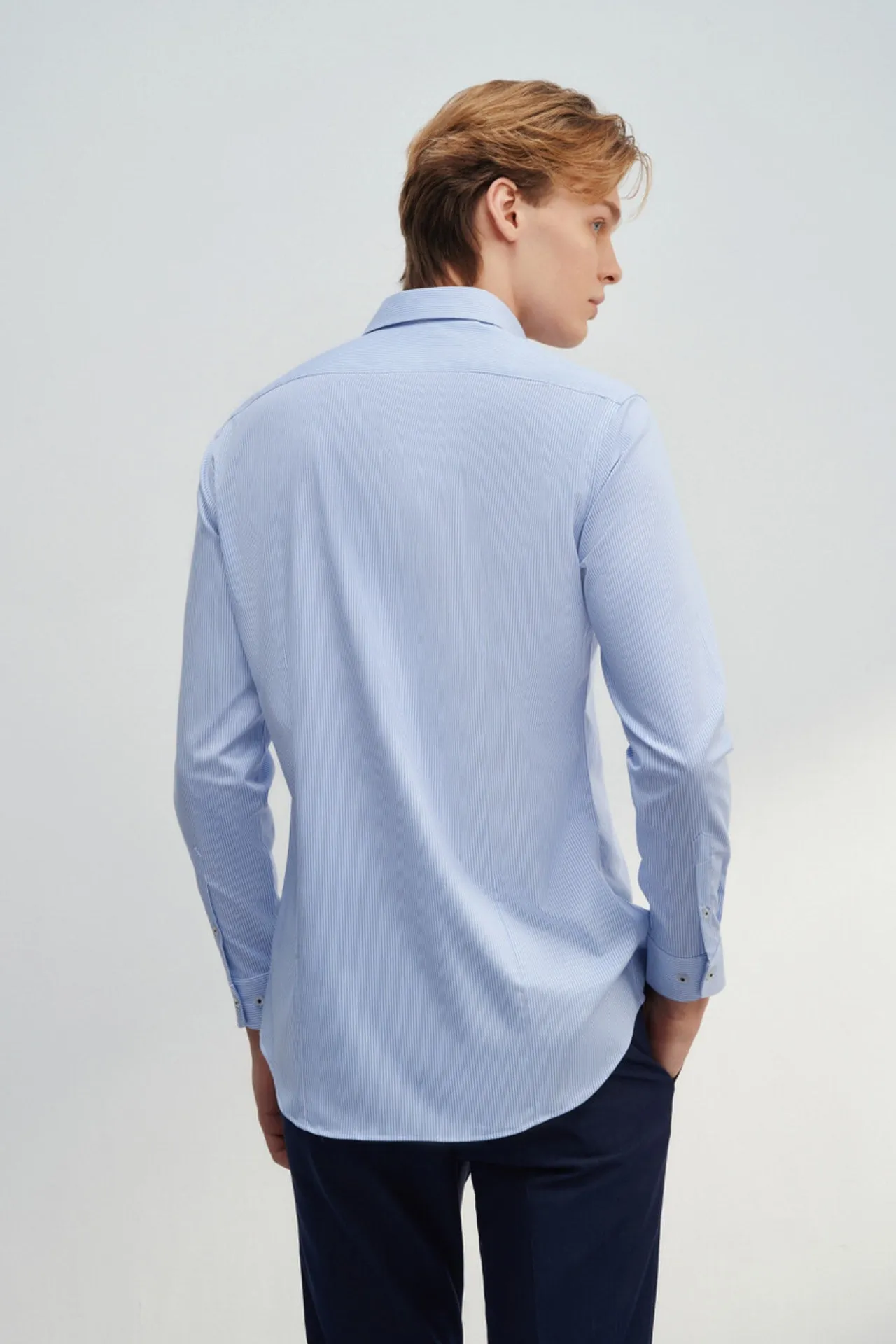 Non-Iron Silky Touch Stretch Smart Fit Stripe Shirt