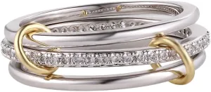 Non-Tarnish Stackable Rings for Women -18k Gold Plated & Sterling Silver Thin Band Set with Cubic Zirconia, Dainty Jewelry for Everyday Wear