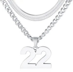 Number Necklace, Layered Necklace for Men Boys Kids, Number Necklace for Boy Athlete, 18 20 In Stainless Steels Chain for Men With Number Pendant, Basketball Football Baseball Number Necklaces for Boys