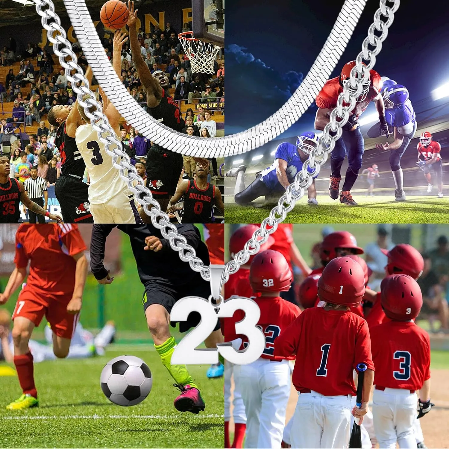 Number Necklace, Layered Necklace for Men Boys Kids, Number Necklace for Boy Athlete, 18 20 In Stainless Steels Chain for Men With Number Pendant, Basketball Football Baseball Number Necklaces for Boys
