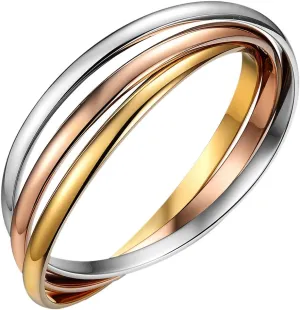 OIDEA Interlocking Bangle Bracelets for Women, Tri-Colour Stainless Steel Stackable Cuff Bracelet Friendship Bracelets Jewelry Gifts