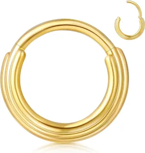ONESING 16G Septum Rings Stainless Steel Nose Rings Hoops Clicker Septum Piercing Jewelry Silver/Gold Septum Jewelry Cartilage Helix Tragus Body Piercing for Women Men 8mm 10mm