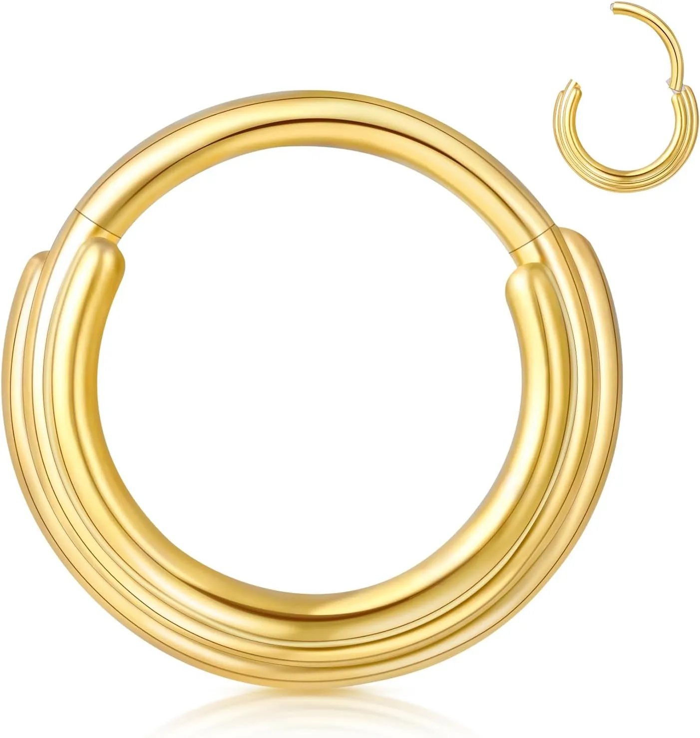 ONESING 16G Septum Rings Stainless Steel Nose Rings Hoops Clicker Septum Piercing Jewelry Silver/Gold Septum Jewelry Cartilage Helix Tragus Body Piercing for Women Men 8mm 10mm