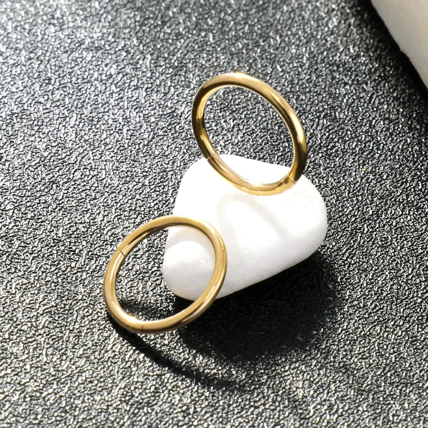 ONESING 2 PCS Nose Rings Hoops 14G 16G 18G 20G Surgical Steel Septum Rings Cartilage Tragus Round Hinged Nose Rings Piercing Jewelry for Women Men 6-12mm