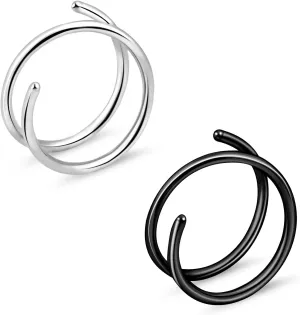 ONESING 20G Double Nose Ring Hoop for Single Piercing - 2-36 Pcs Jewelry for Women
