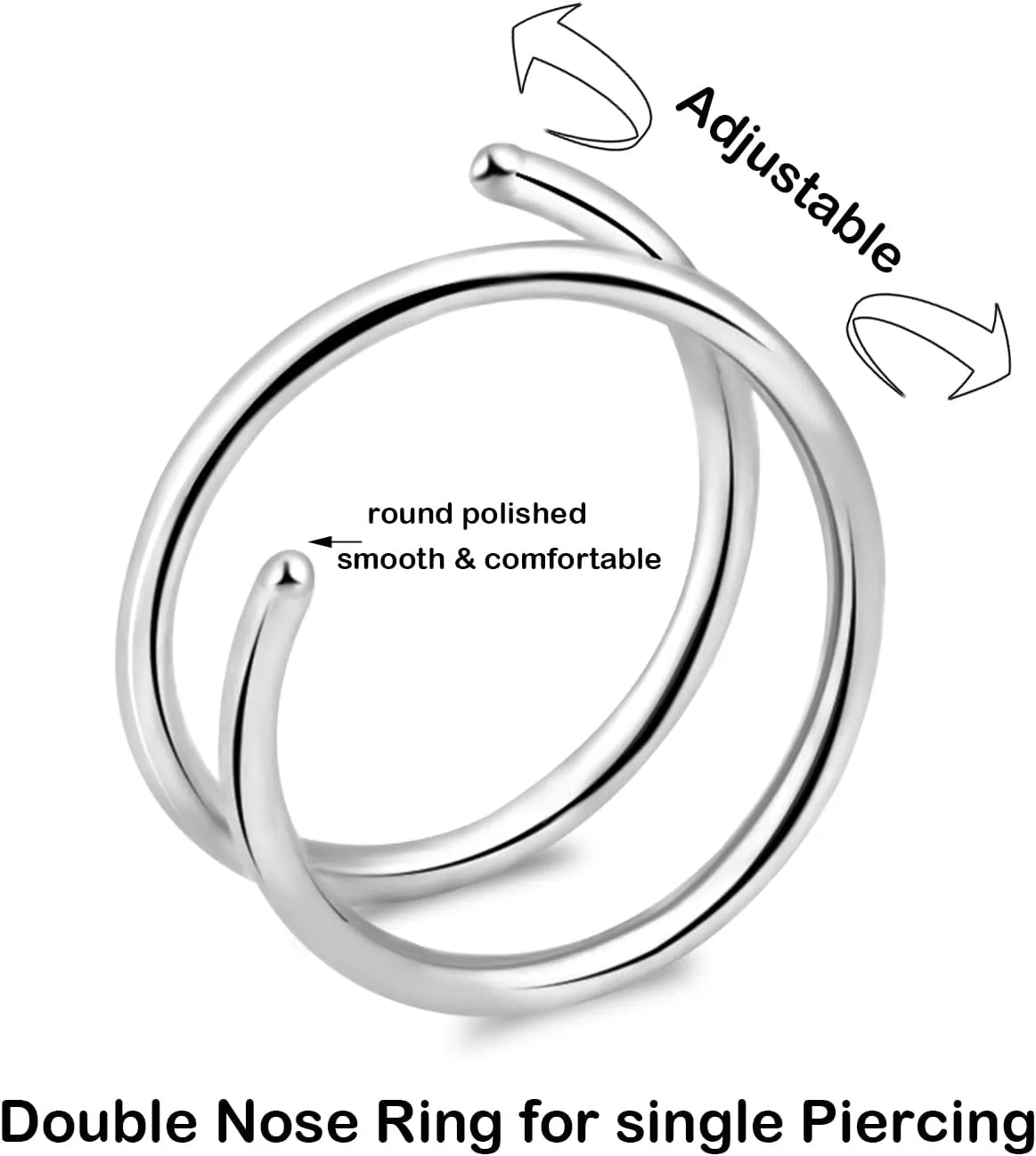 ONESING 20G Double Nose Ring Hoop for Single Piercing - 2-36 Pcs Jewelry for Women
