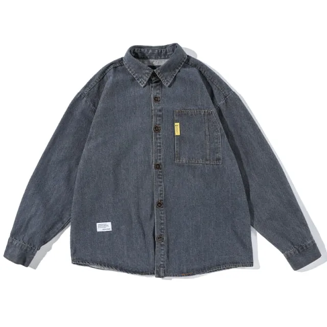Oversized Pocket Denim Shirts(2Colors)