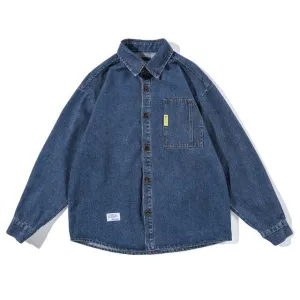 Oversized Pocket Denim Shirts(2Colors)