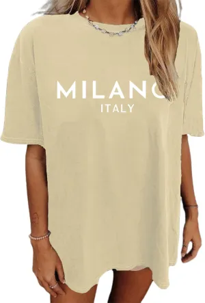 Oversized Tshirts for Women Trendy Graphic Tees Vintage Summer Short-Sleeve Preppy Shirts Casual