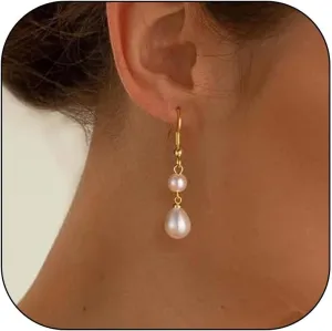 Pearl Earrings for Women Wedding Earrings Rhinestone Pearl Dangle Drop Earrings Bridesmaid Earrings Trendy Pearl Jewelry Gift Wedding Bride Jewelry Accessories for Women