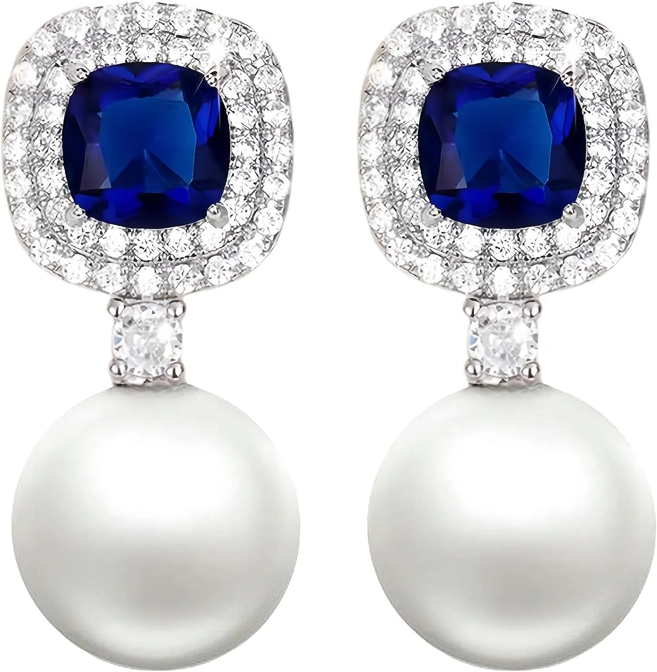 Pearl Earrings for Women, White Pearl Earrings with Cubic Zirconia Pearl Dangle Earrings for Women, Bridesmaid Jewelry Gift for Her