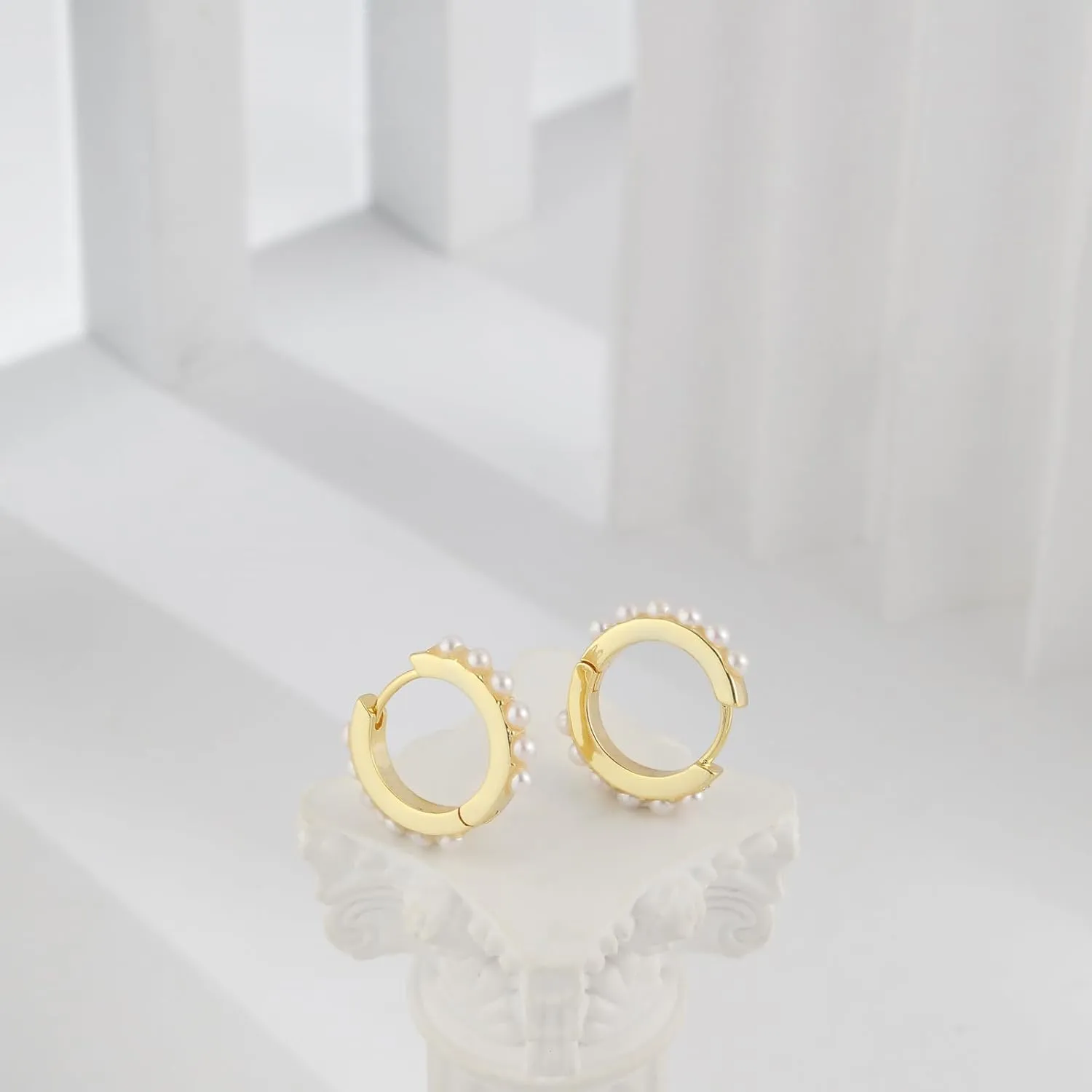 Pearl Earrings for Women,Dainty Gold Pearl Drop Earrings Freshwater Wedding Earrings for Brides Pearl Dangle Earrings Cute Small Pearl Hoop Earrings Jewelry