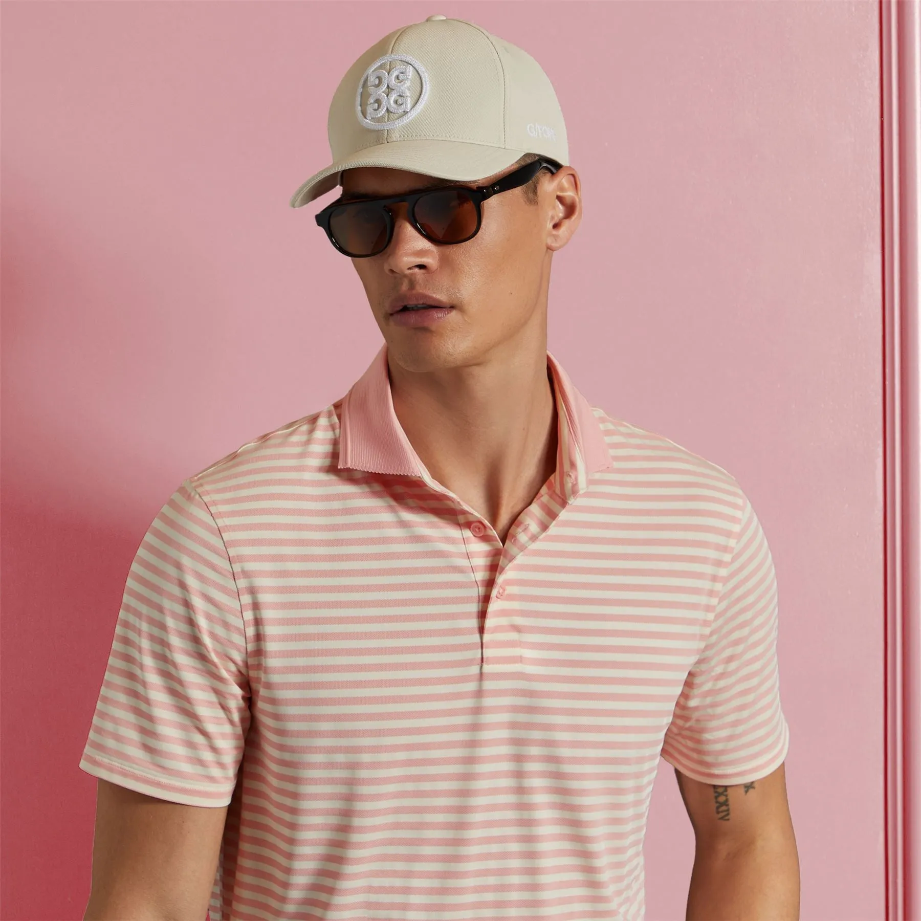 Perforated Stripe Tech Jersey Polo Amour - AW24